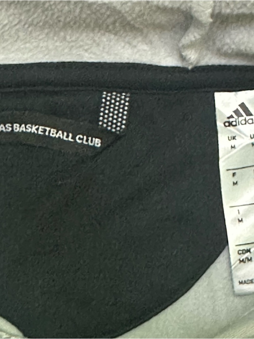 adidas Black and Light Gray Basketball Club Hoodie - Picture 3 of 9